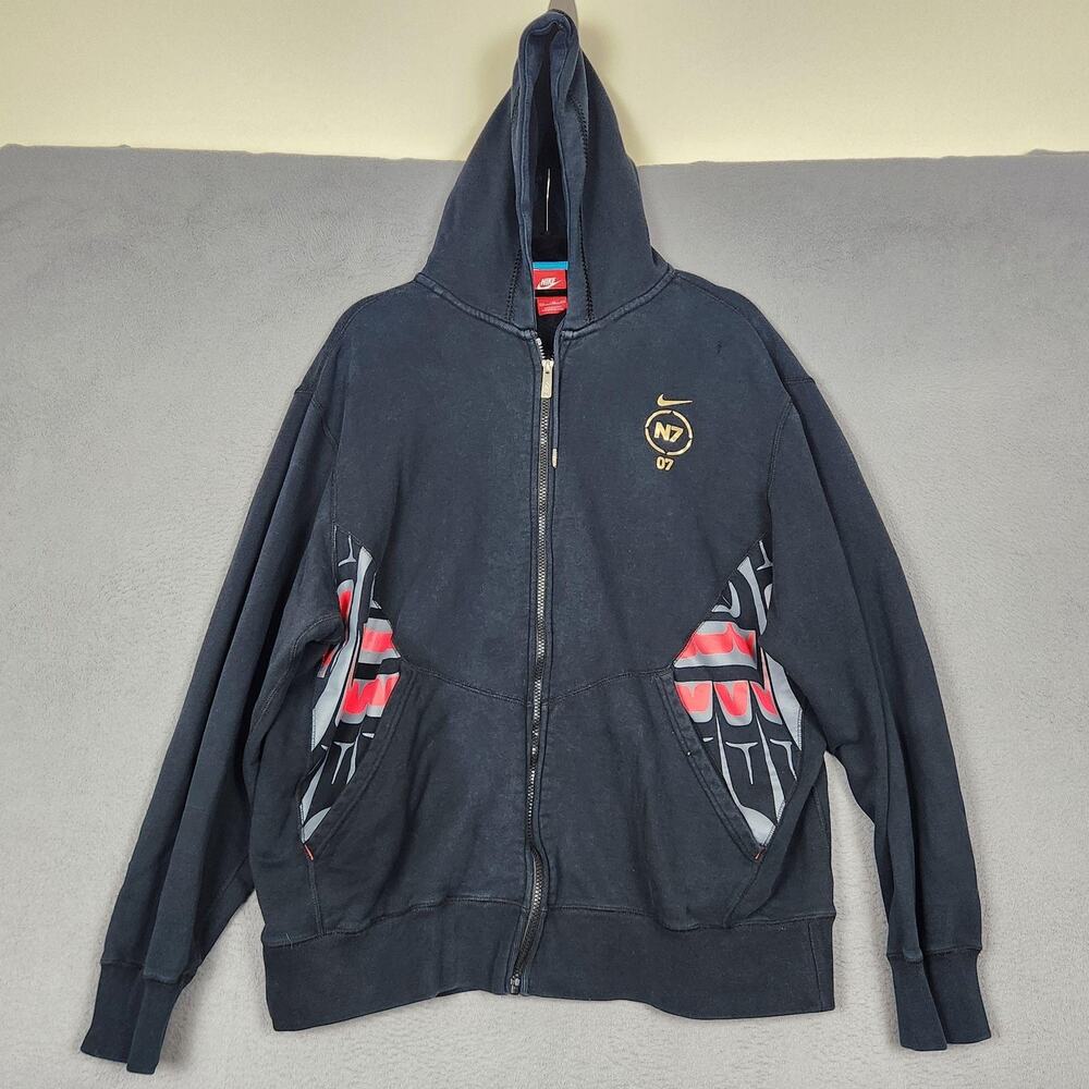 Nike N7 Hoodie Mens 2XL Black Full Zip Fleece Tribal Graphic 655841-010